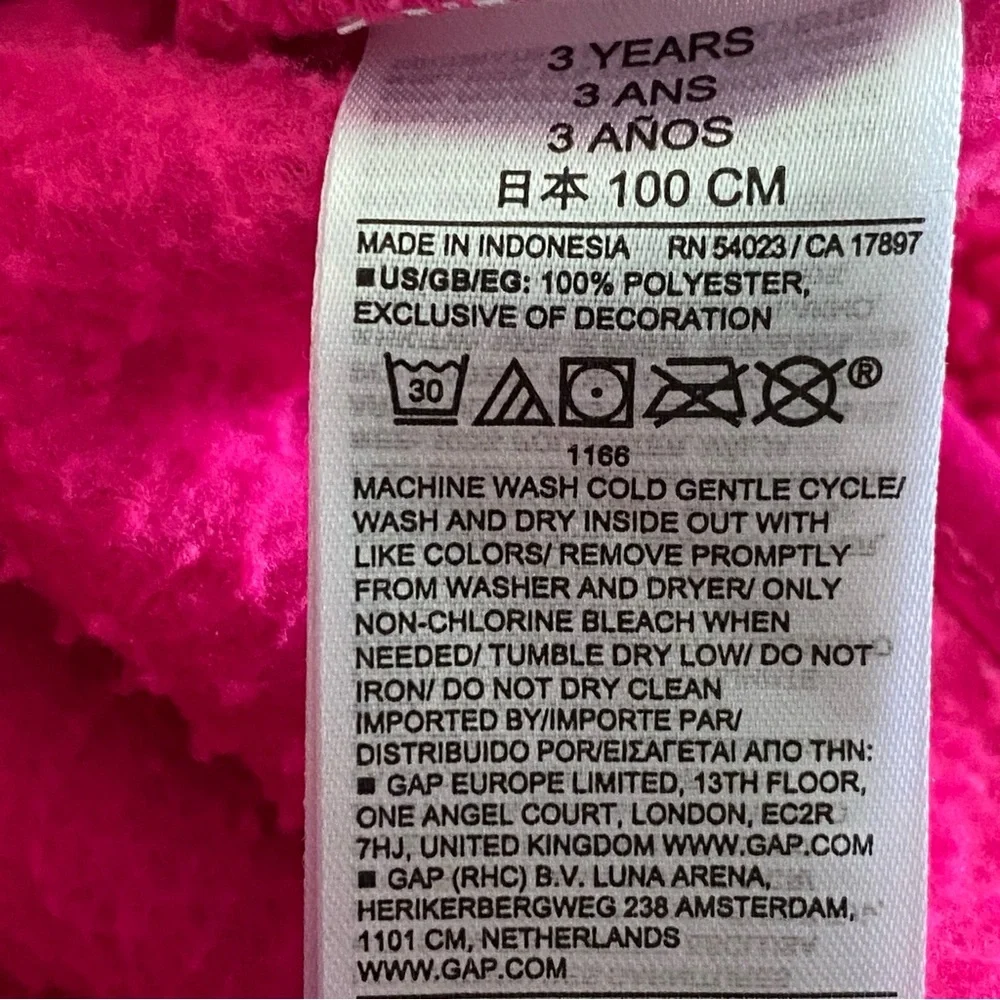 Baby Gap Pink Sherpa Pullover Jacket Size 3T Half Zip Fuchsia
